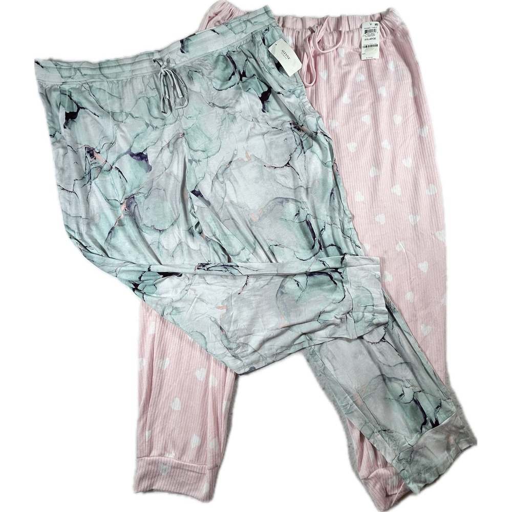 NWT Lot 2 Womens XXL Pajama Pants Jenni Alfani Floral Hearts Lounge Sleepwear